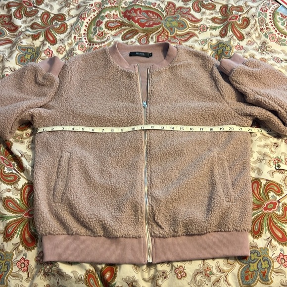 MIROL Sherpa Fleece Jacket Faux Fuzzy Long Sleeve Casual Zip Up Bomber Coat - Picture 7 of 9